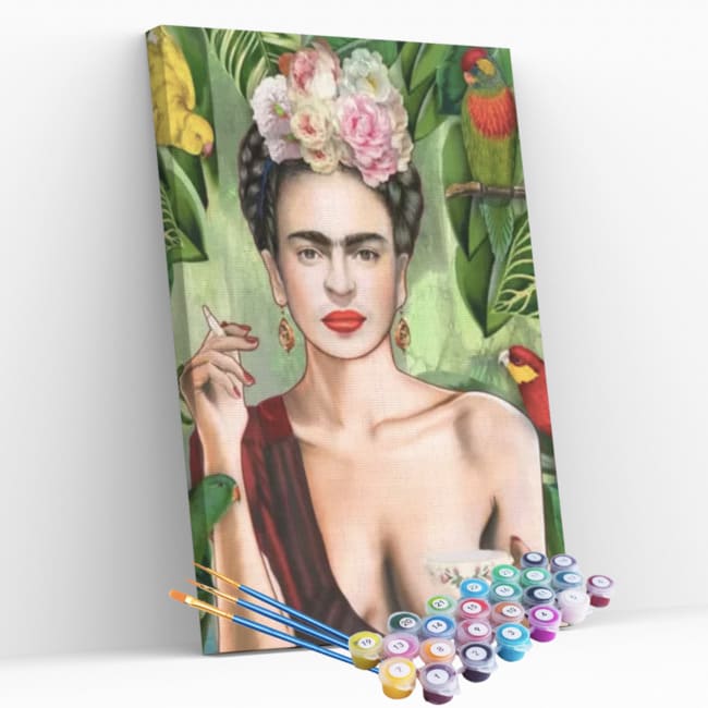 Tela Pintura Frida com tinta guache