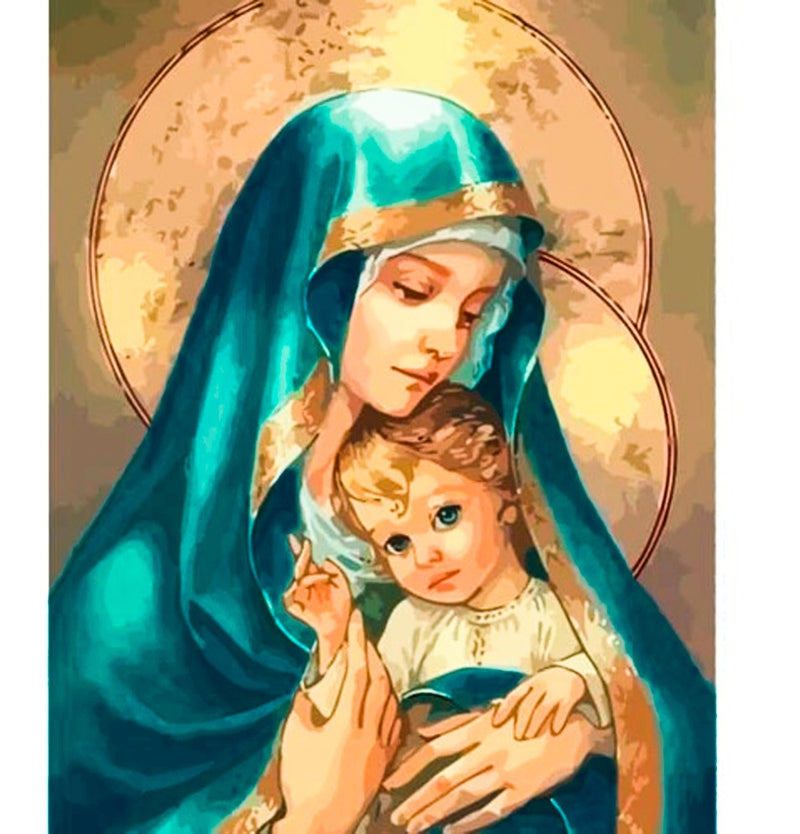 Kit pintura numerada terapêutica - Santa Maria e Jesus