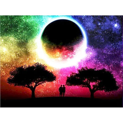 Kit pintura numerada - galaxia arvores