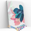 Kit pintura numerada - Folhas verde e rosa