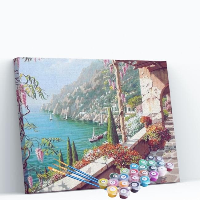 Kit pintura numerada - Vista montanha e mar