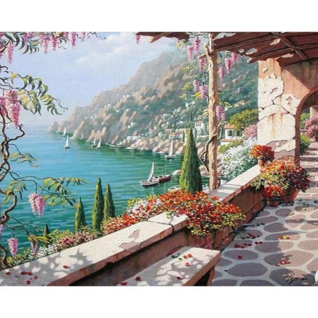 Kit pintura numerada - Vista montanha e mar