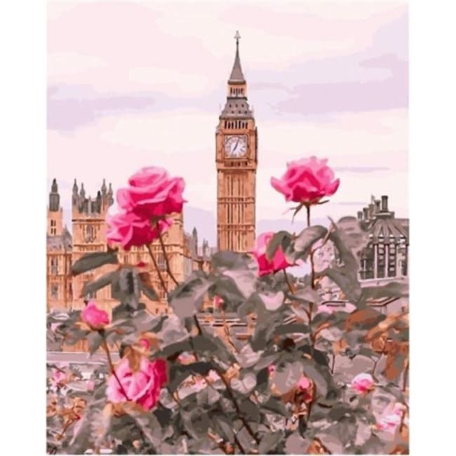 Kit pintura numerada - Flores e Big ben Londres