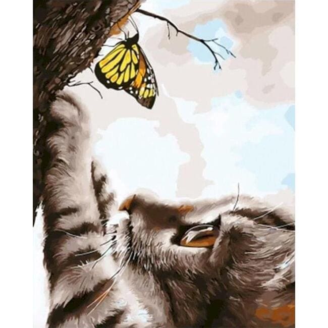 Kit pintura numerada - Gato e Borboleta
