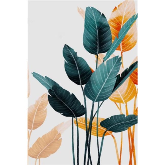 Kit pintura numerada - Folhas verde e amarelo