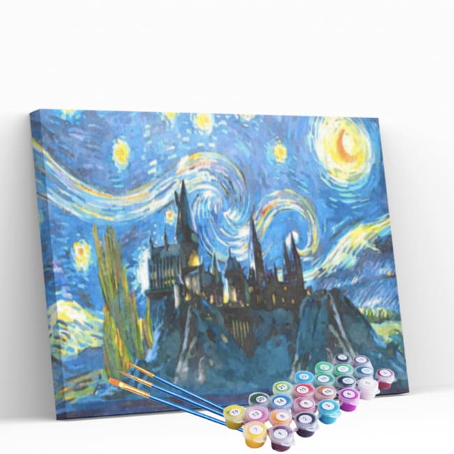 Kit pintura numerada - Noite estrelada castelo Van Gogh