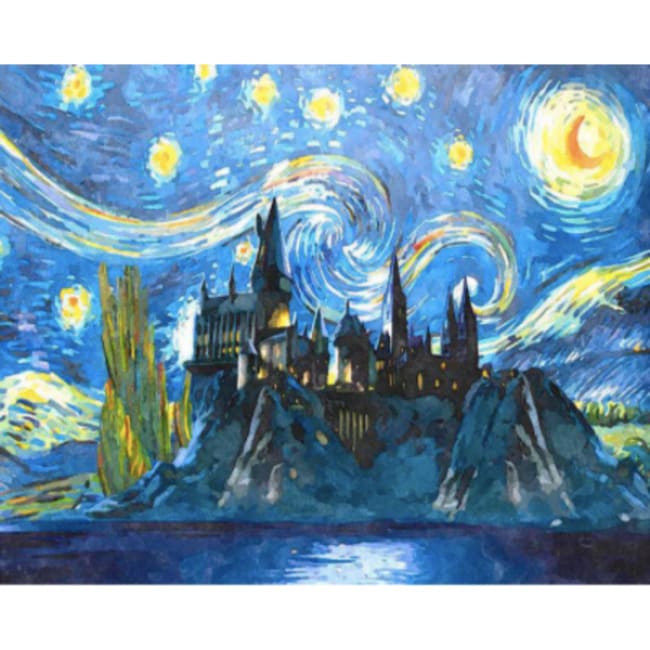 Kit pintura numerada - Noite estrelada castelo Van Gogh