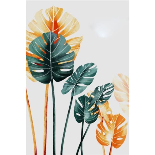 Kit pintura numerada - Folhagens verde e amarelo