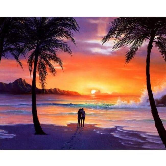 Kit pintura numerada - Casal pôr do sol no mar