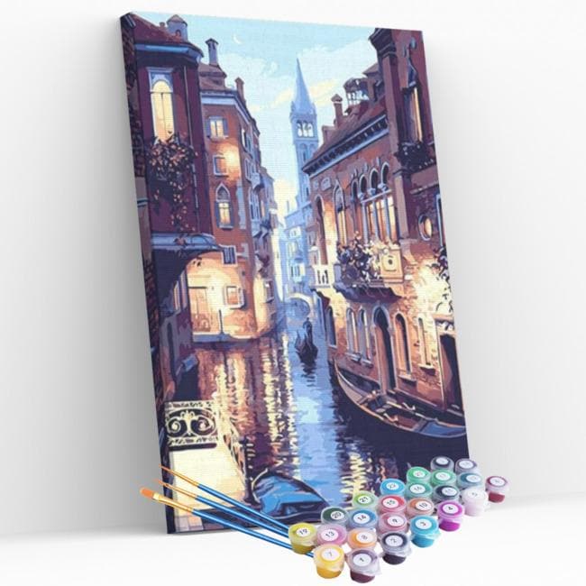 Kit pintura numerada - Canais de Veneza noturno