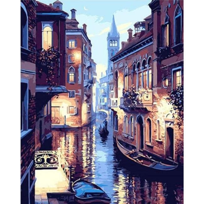 Kit pintura numerada - Canais de Veneza noturno