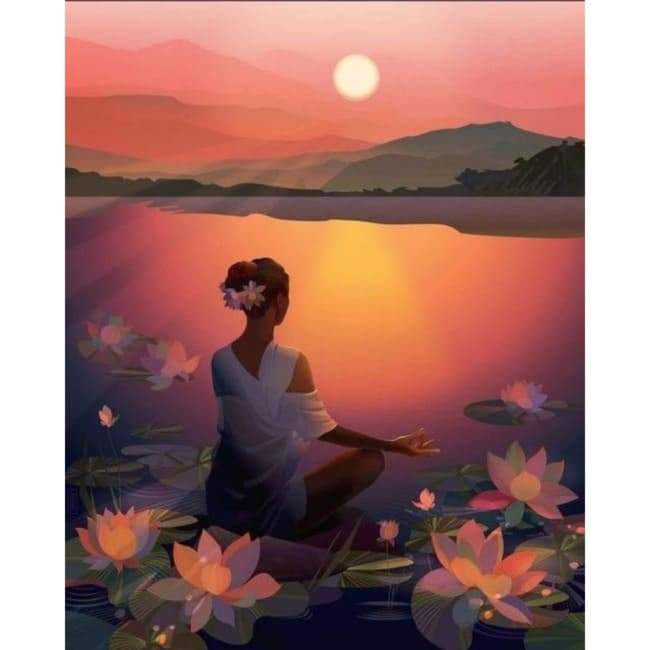 Kit pintura numerada - Meditação pôr do sol