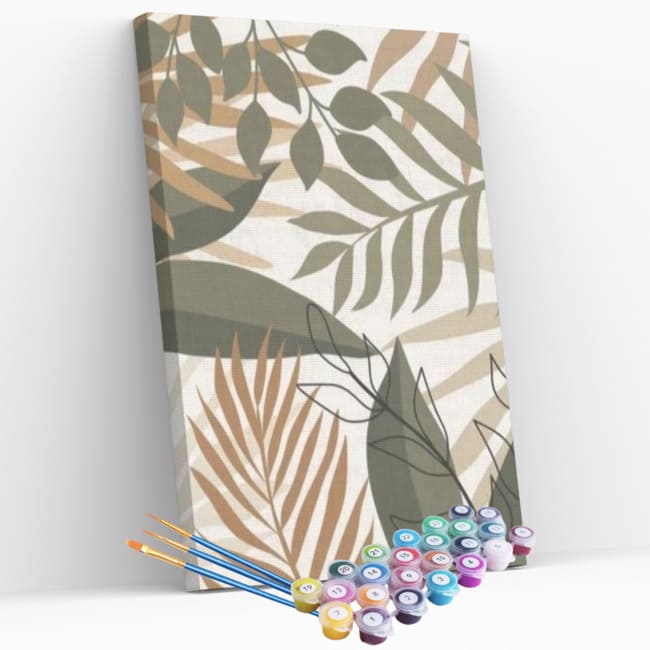 Kit pintura numerada - Folhas atemporais 1