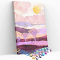 Kit pintura numerada - Montanhas rosa céu branco