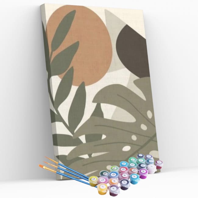 Kit pintura numerada  - Folhas atemporais 4