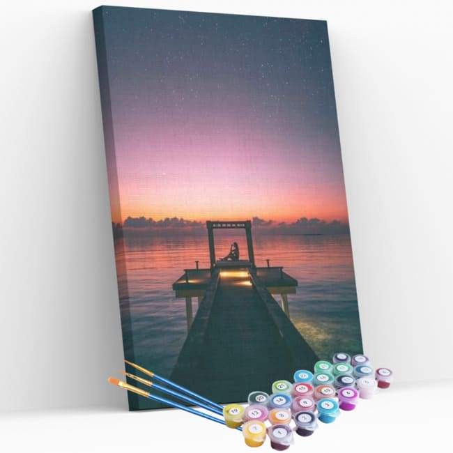 Kit pintura numerada  - Cais entardecer