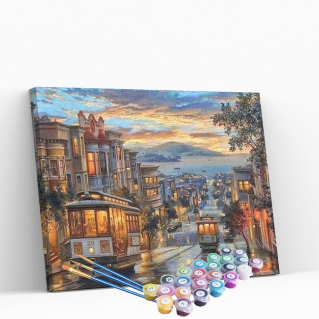 Kit pintura numerada  - Bondinho cidade