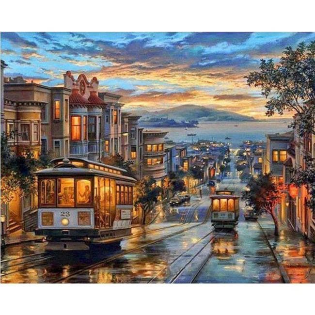 Kit pintura numerada  - Bondinho cidade