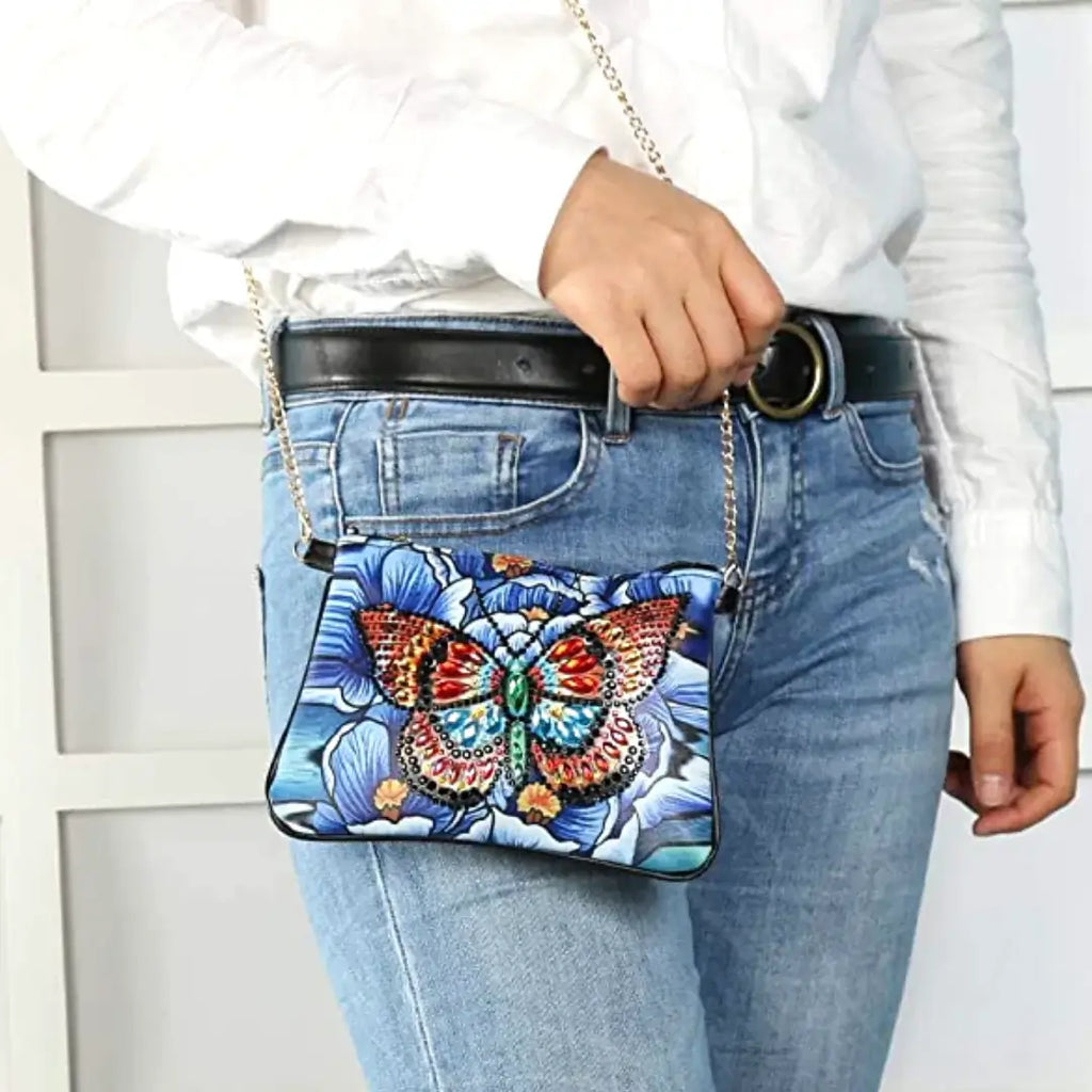 Bolsa de pintura de diamante faça você mesmo borboleta magnífica