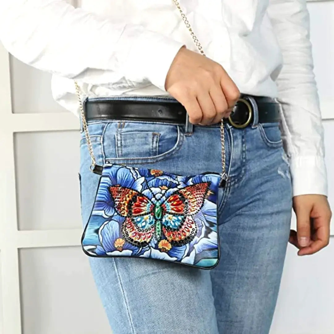 Bolsa de pintura de diamante faça você mesmo borboleta magnífica