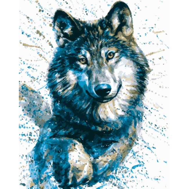 Kit pintura numerada - Lobo azul