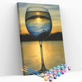 Kit pintura numerada - Taça de vinho no pôr-do-sol