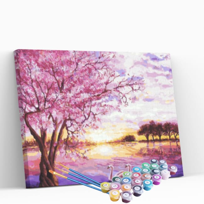Kit pintura numerada - Cerejeira e cisne