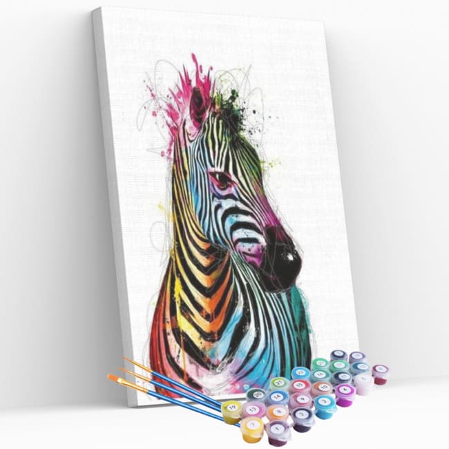 Kit pintura numerada - Zebra psicodélica