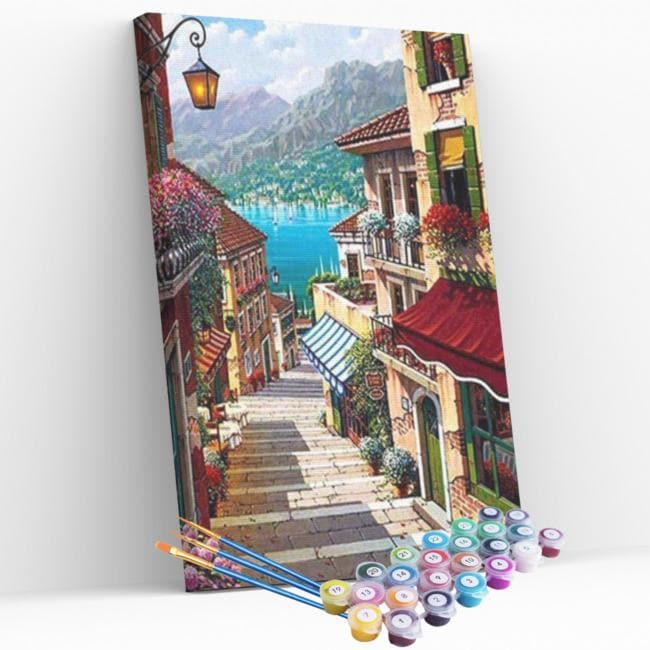 Kit pintura numerada  - Escadaria vilarejo