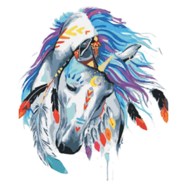 Kit pintura numerada  - Cavalo penas