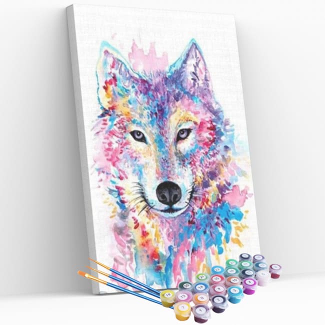 Kit pintura numerada  - Lobo psicodélico
