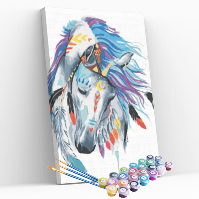 Kit pintura numerada  - Cavalo penas