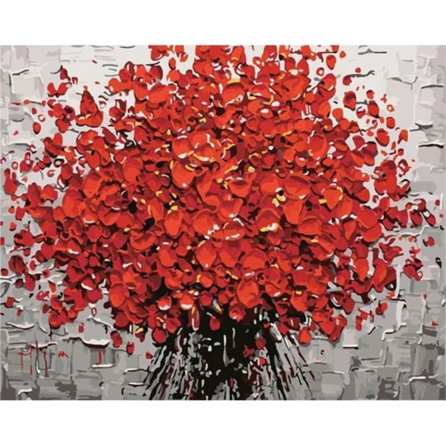 Kit pintura numerada - Flores vermelhas