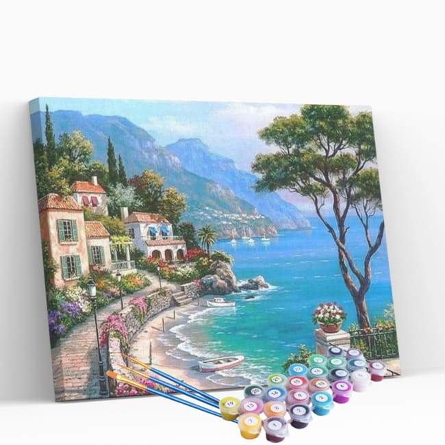 Kit pintura numerada - Vilarejo praia