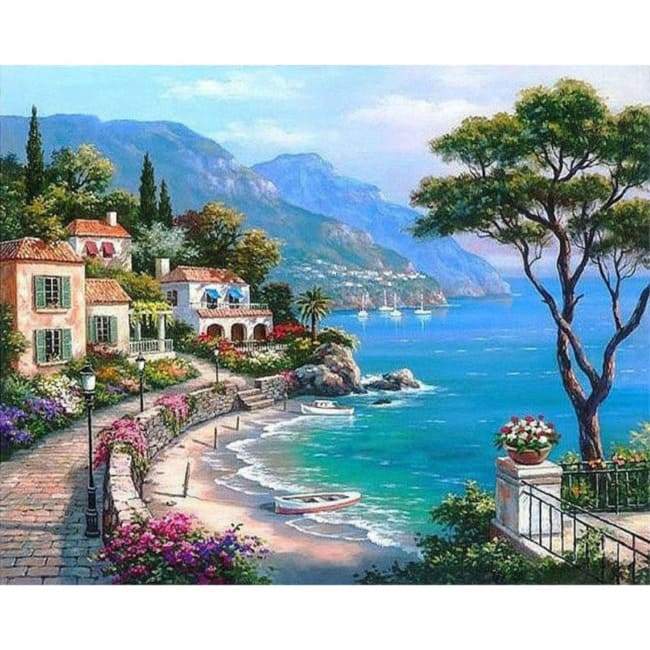Kit pintura numerada - Vilarejo praia