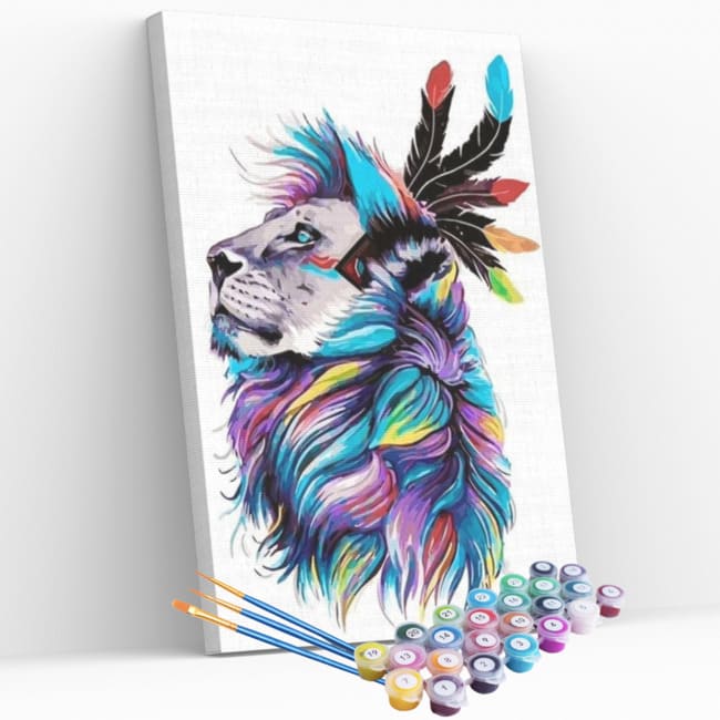Kit pintura numerada - Leão psicodélico