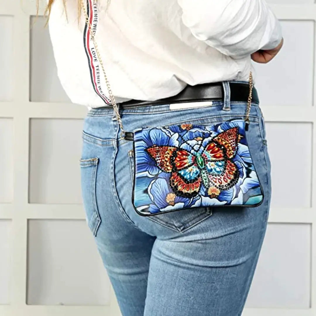 Bolsa de pintura de diamante faça você mesmo borboleta magnífica