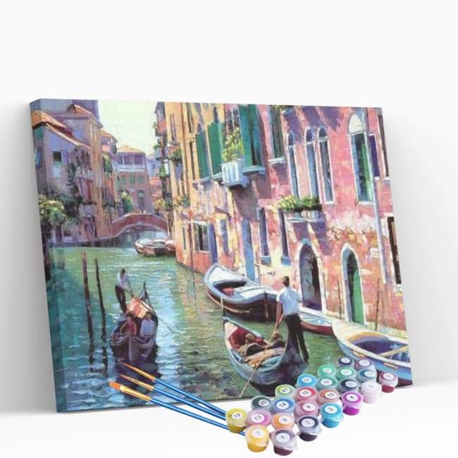 Kit pintura numerada terapêutica - Gôndolas Veneza