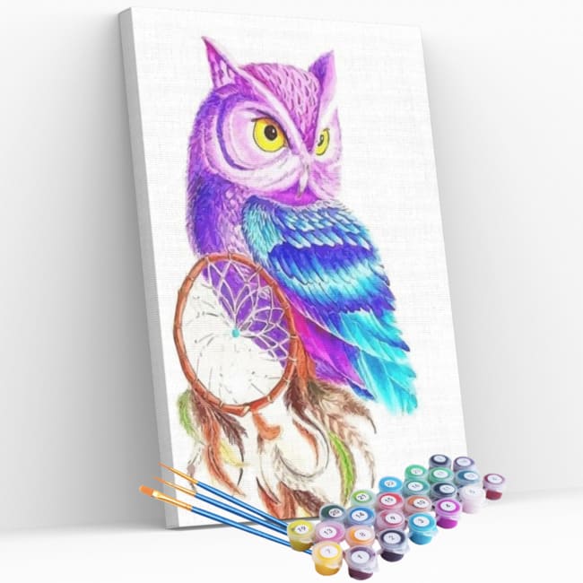Kit pintura numerada - Coruja filtro dos sonhos