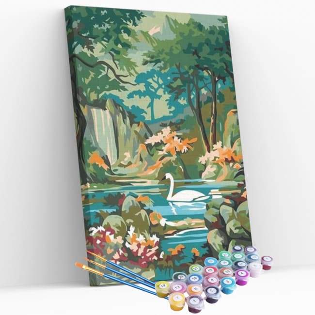 Kit pintura numerada - Cisne paisagem