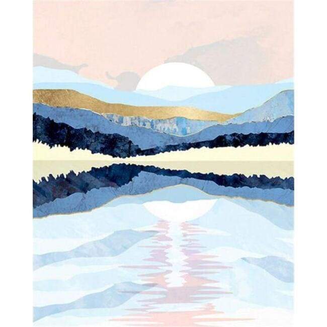 Kit pintura numerada - Montanhas céu rosa claro