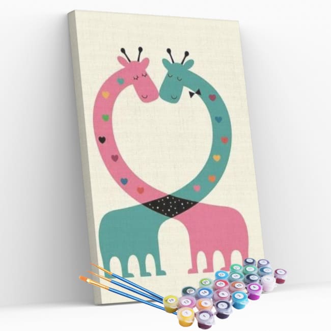 Kit pintura numerada - Girafas desenho