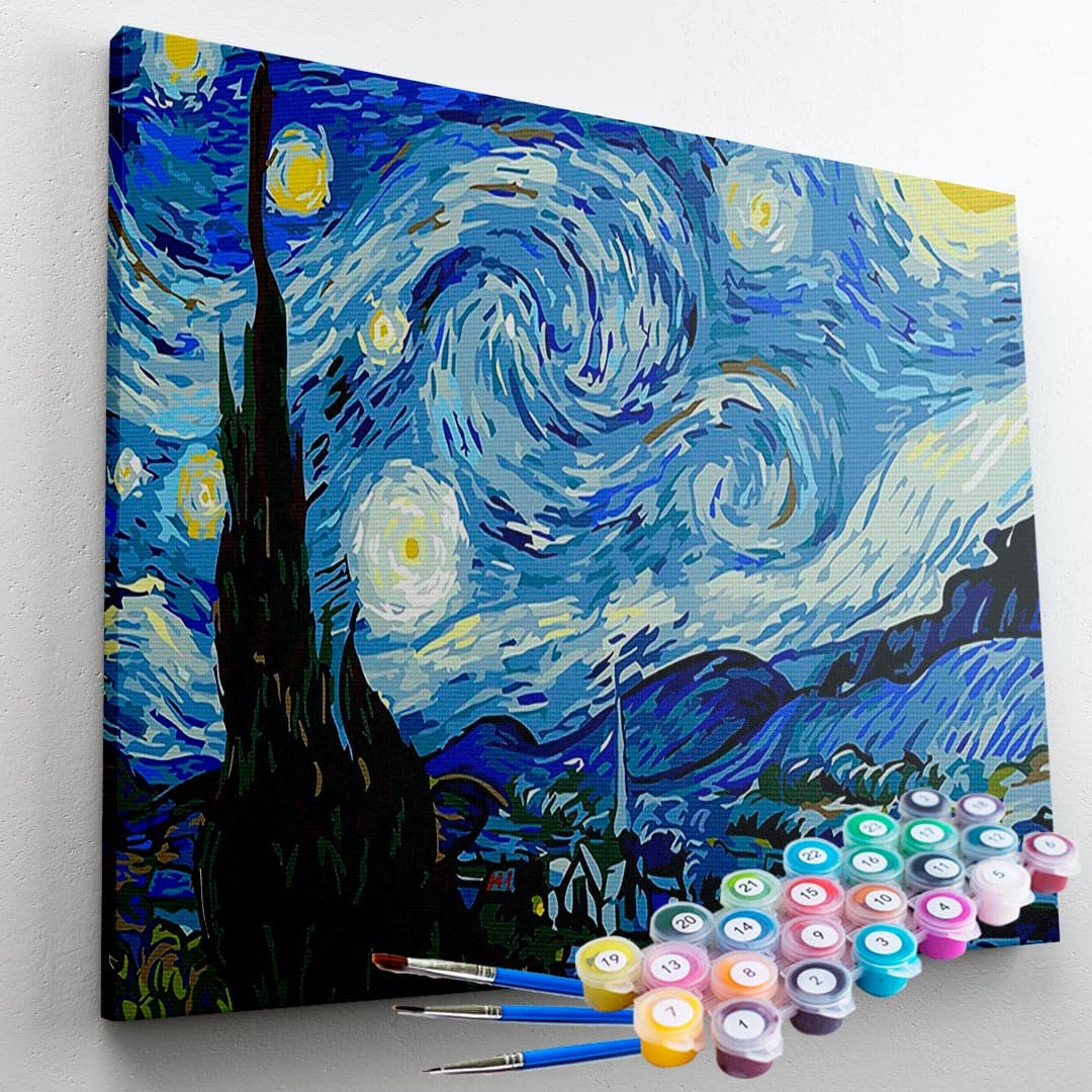 Kit Pintura Numerada  - Noite Estrelada Van Gogh