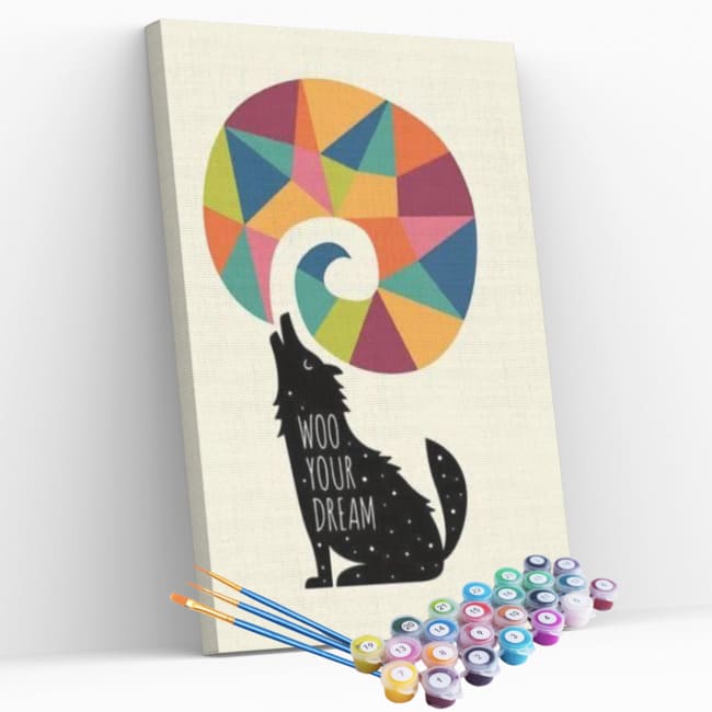 Kit pintura numerada - Lobo sonhos desenho