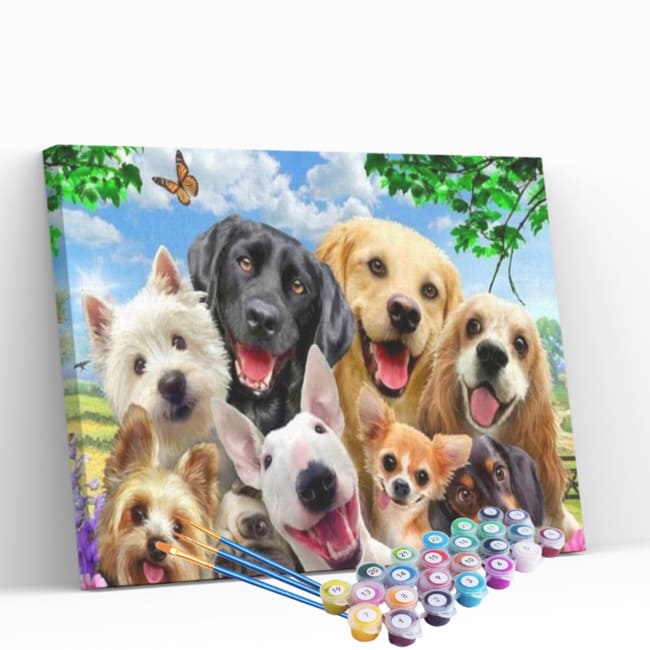 Kit pintura numerada - Cachorros diversão