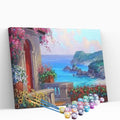 Kit pintura numerada - Porta florida vista mar