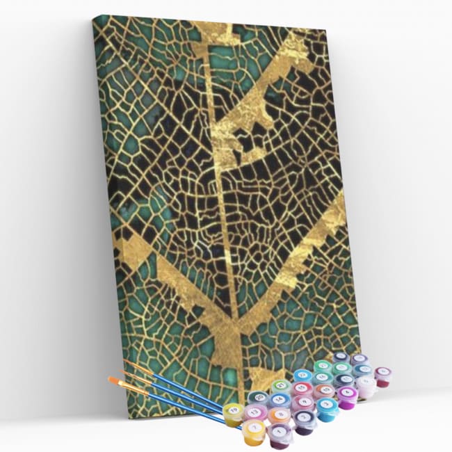 Kit pintura numerada  - Abstrato dourado