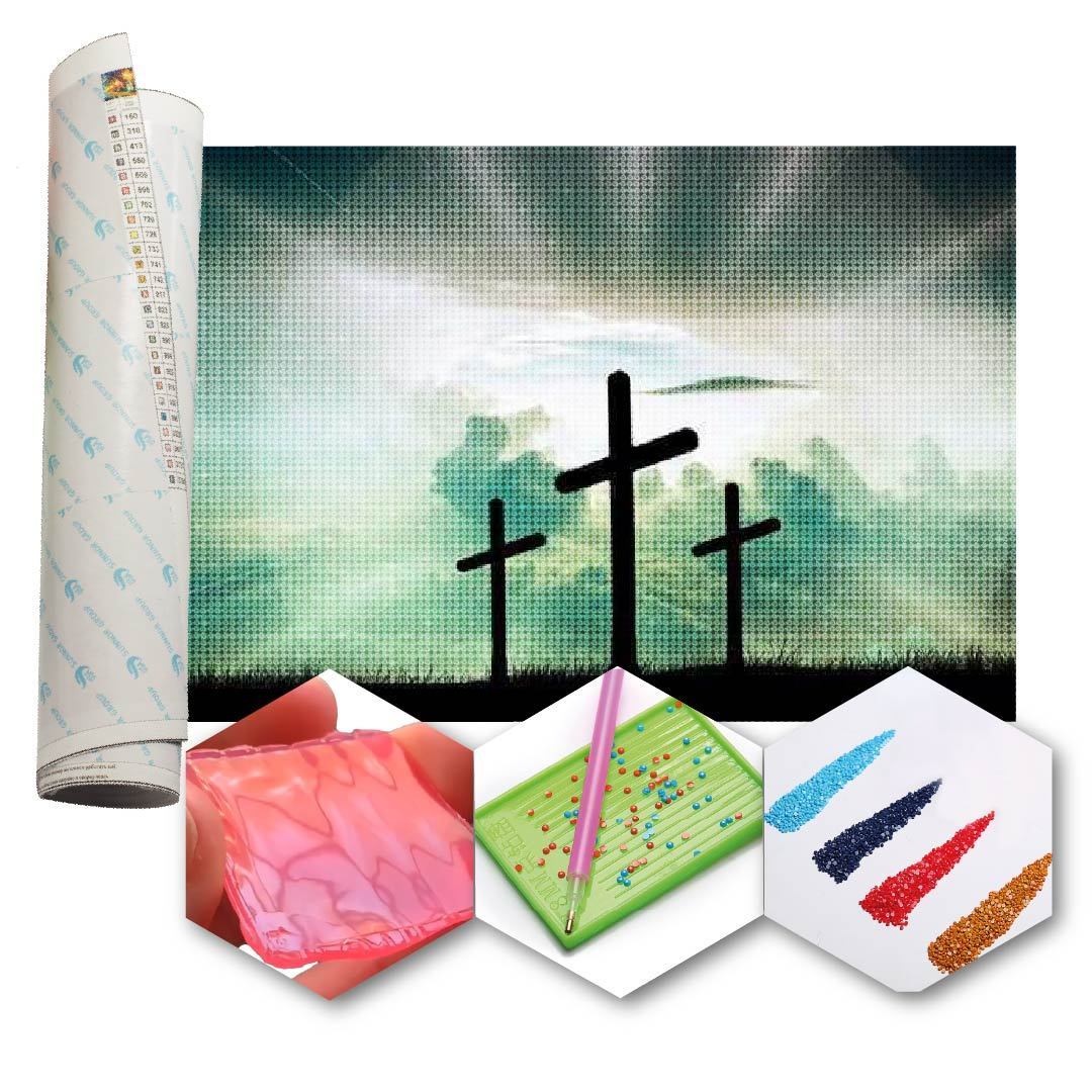 Kit Arte com Diamante - 3 Cruzes