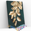 Kit pintura numerada - Folhas douradas