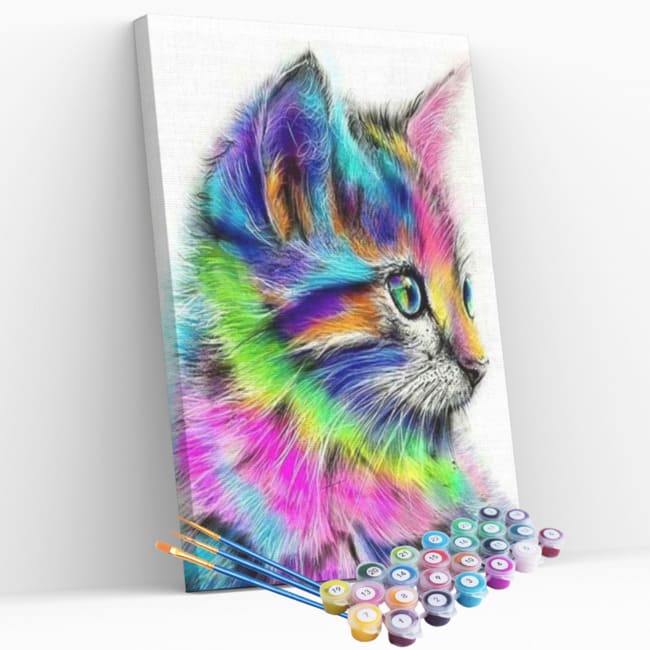 Kit pintura numerada terapêutica - Gato colorido filhote